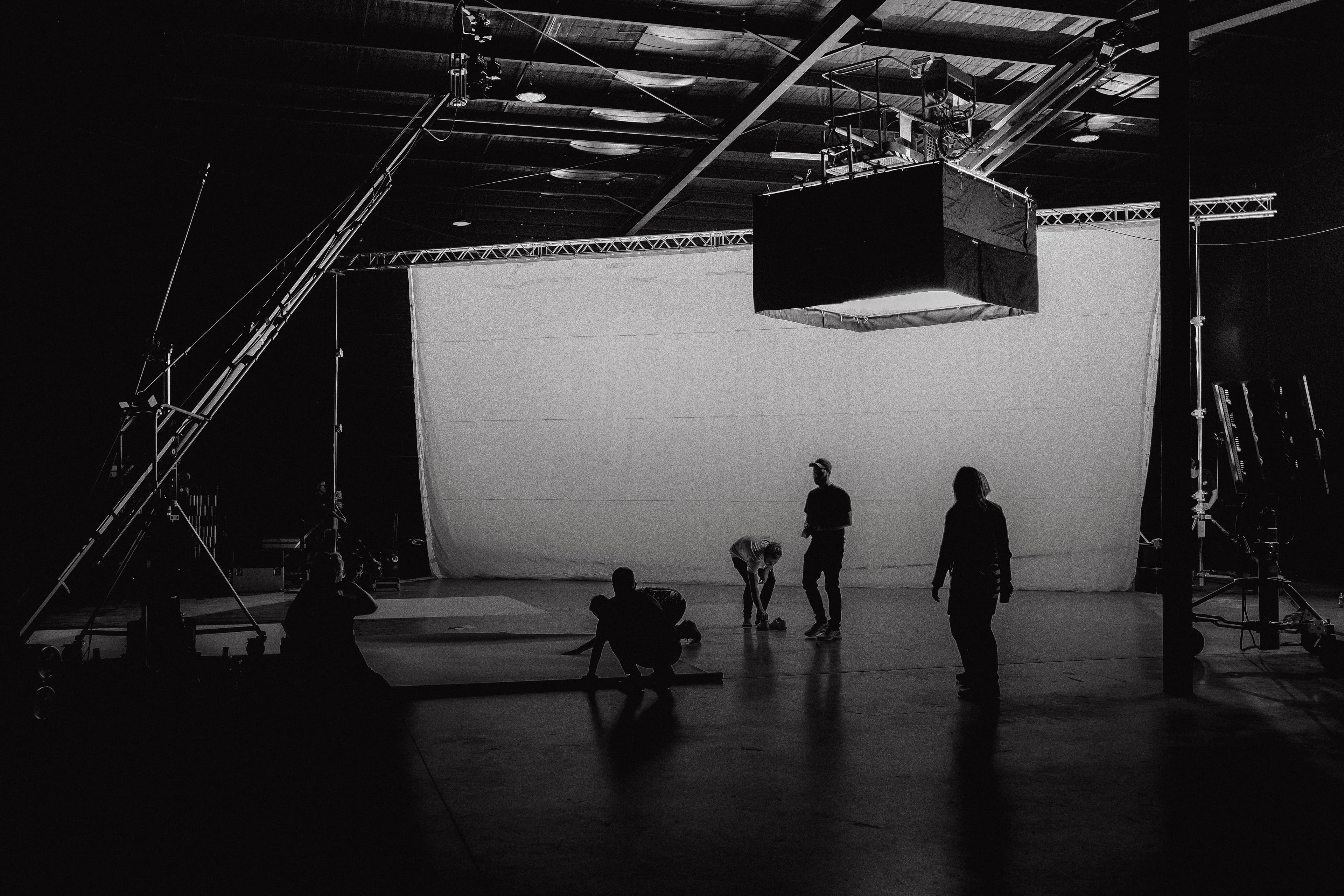 Crew setting up a shoot on a studio stage